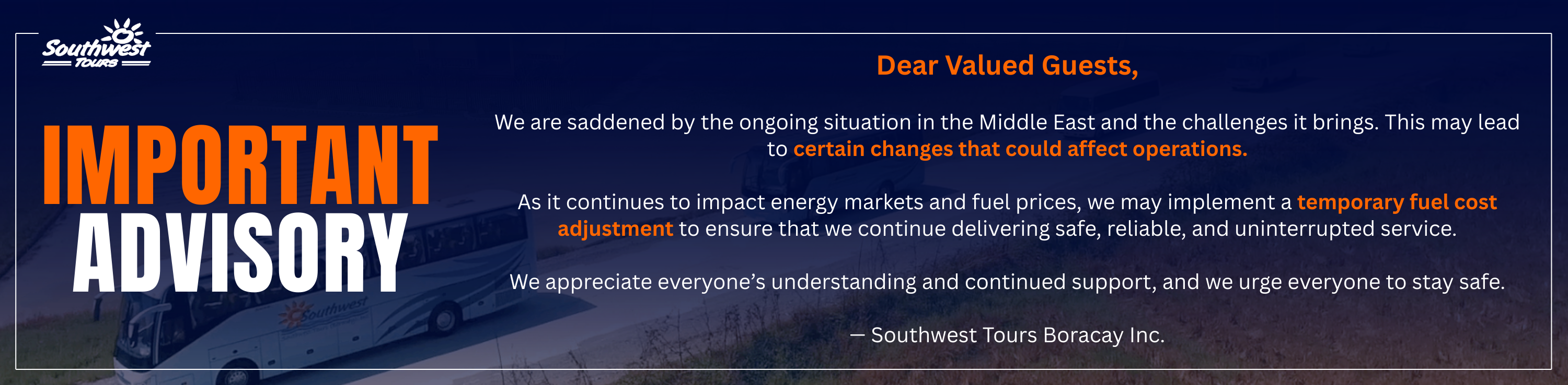 Fuel Cost Adjustment Advisory