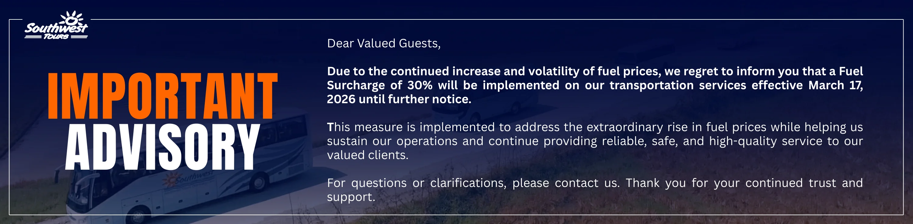 Fuel Cost Adjustment Advisory