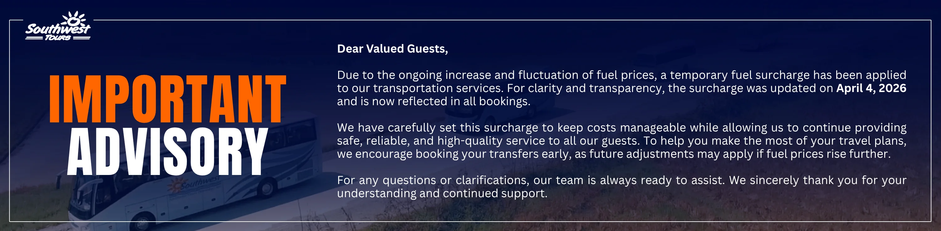 Fuel Cost Adjustment Advisory