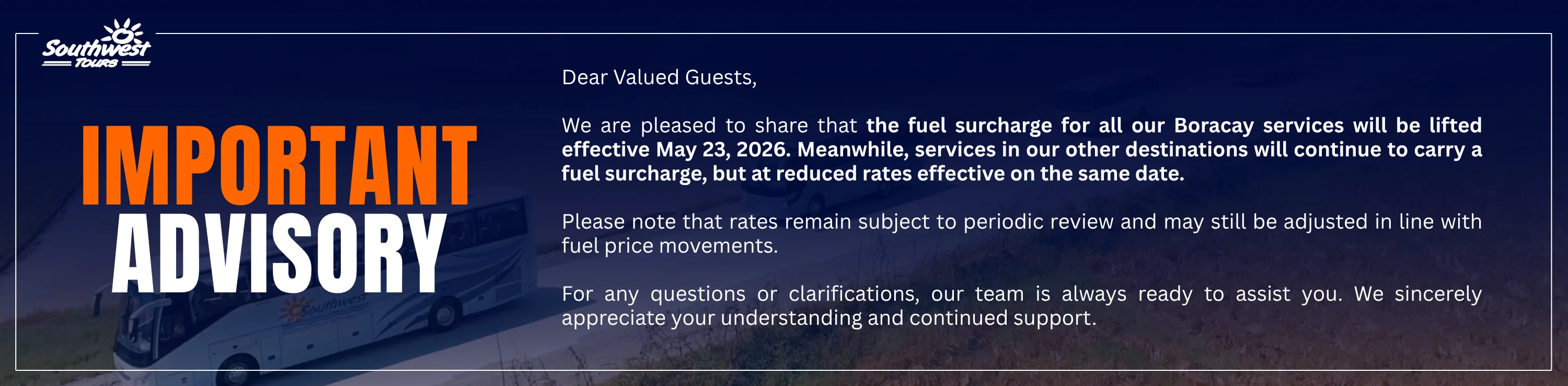 Fuel Cost Adjustment Advisory