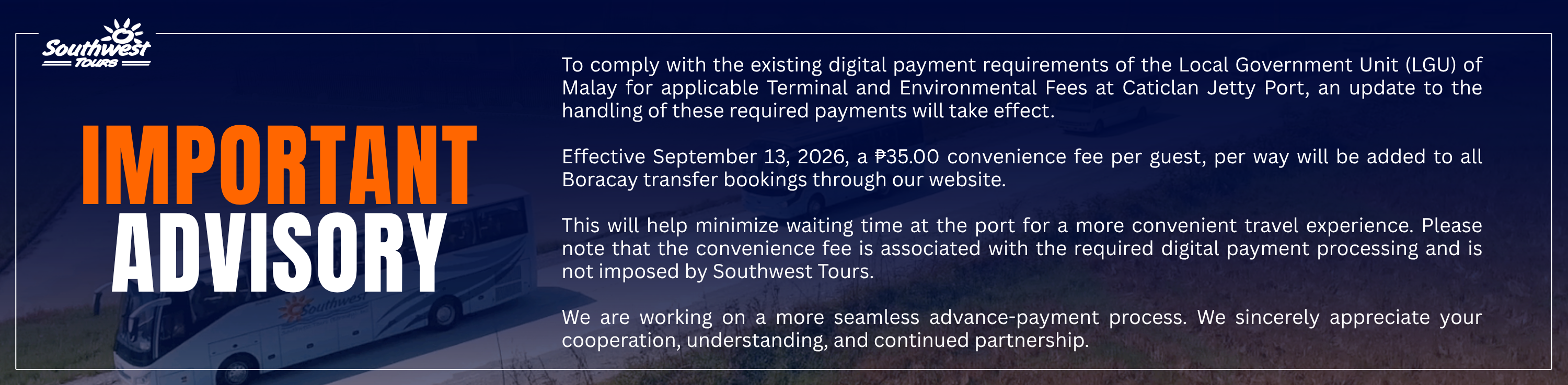 Convenience Fee Update