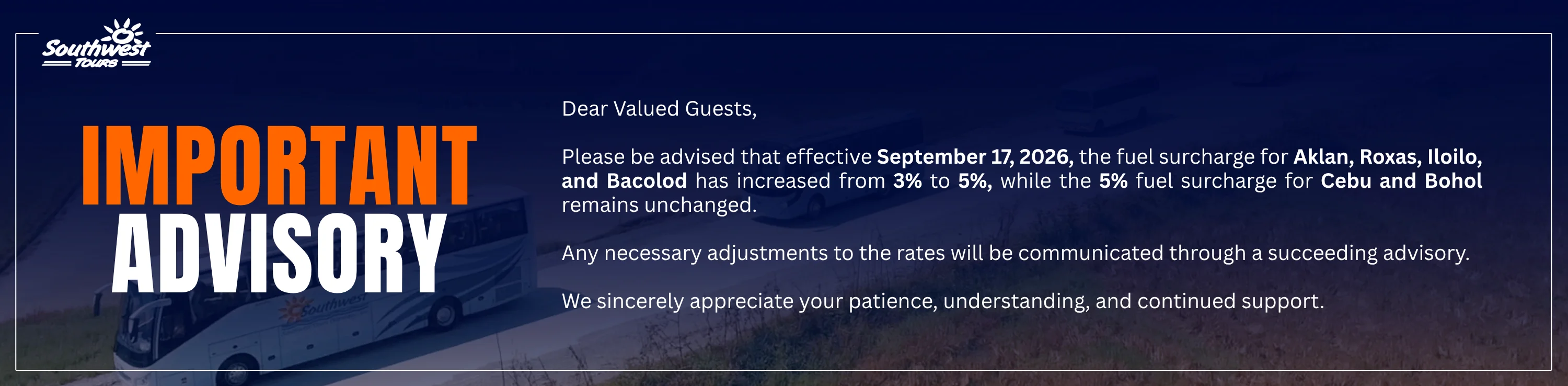 Fuel Cost Adjustment Advisory