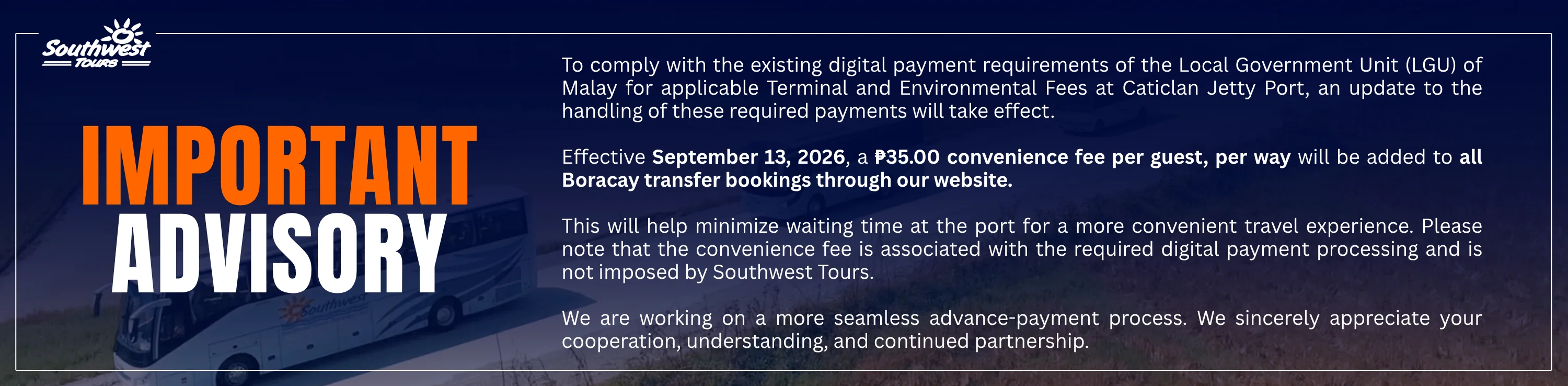 Convenience Fee Update